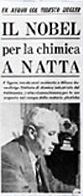 Il Nobel per la chimica a Giulio Natta